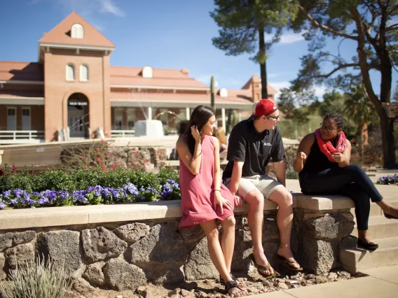 students in front of old main